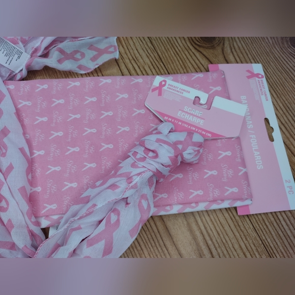 Breast Cancer Awareness Set Of 2 Bandanas And Scarf Set - Picture 10 of 11